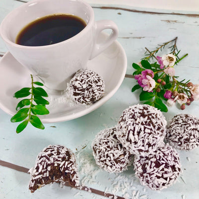 Energibollar med kaffe och choklad
