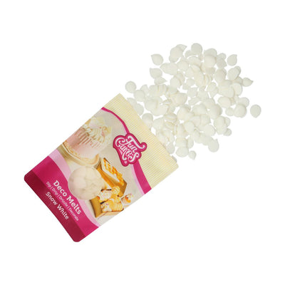 Extra vit Deco Melts 250 g från FunCakes i påse