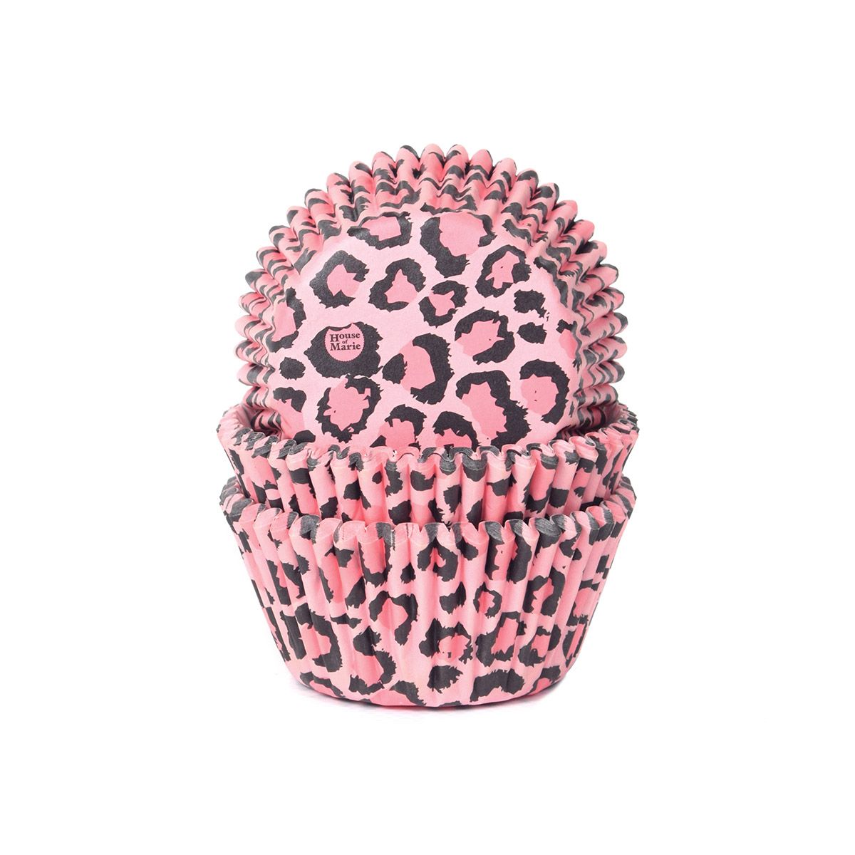 Förpackning med muffinsformar i rosa leopardmönster
