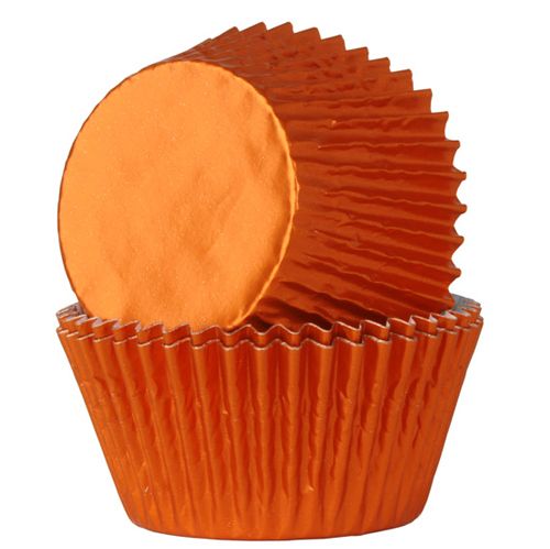 Närbild på muffinsform Orange metallic i festlig design