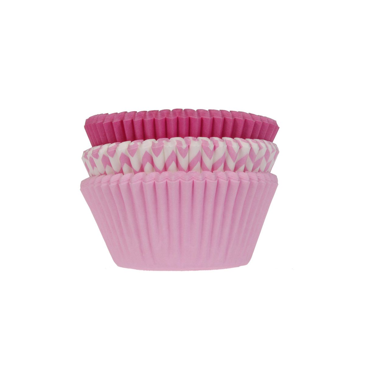 Förpackning med muffinsformar i tre rosa nyanser 3-pack med totalt 75 muffinsformar
