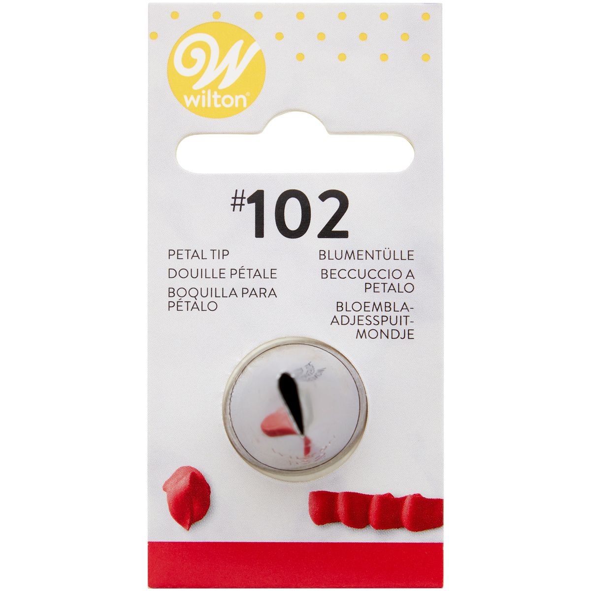 Tyll #102 Kronbladtyll Wilton i rostfritt stål – idealisk för rosor, blommor och kronblad på tårtor och cupcakes