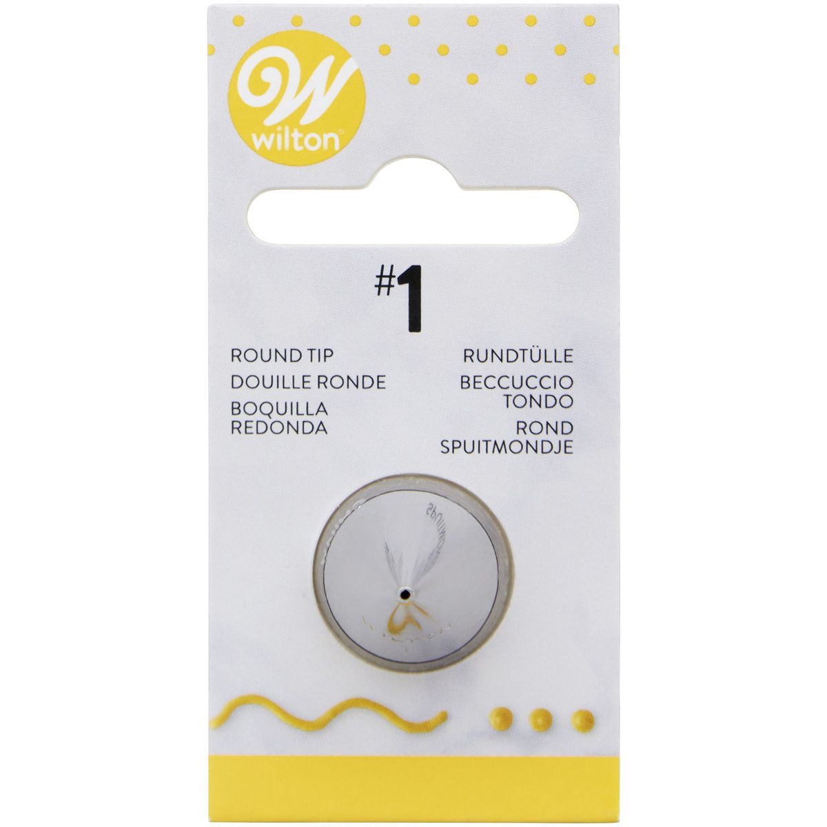 Tyll #001 Rund Wilton i rostfritt stål. För tunna linjer, text, prickar och detaljer på cupcakes, kakor och tårtor