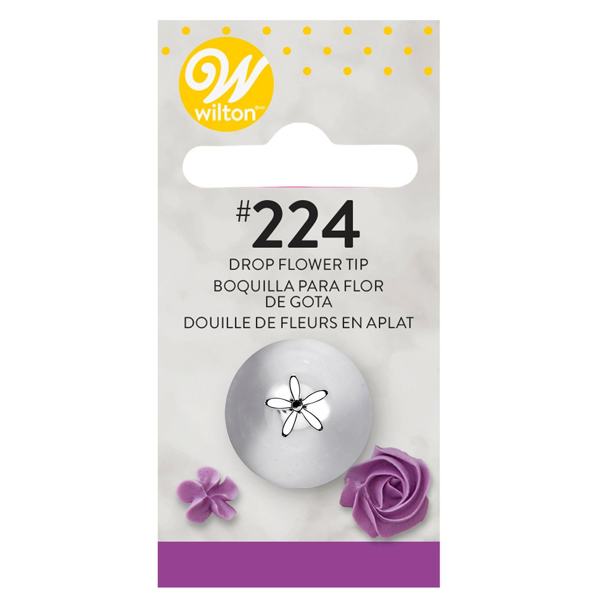 Tyll #224 Droppblomma Wilton i rostfritt stål – perfekt för små blommor, stjärnor och detaljer på tårtor och cupcakes