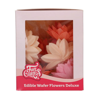 Förpackning med FunCakes Edible Wafer Flowers Deluxe Lotus Mix