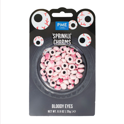 Förpackning med PME Halloween Sprinkle Charms Bloody Eyes 25g