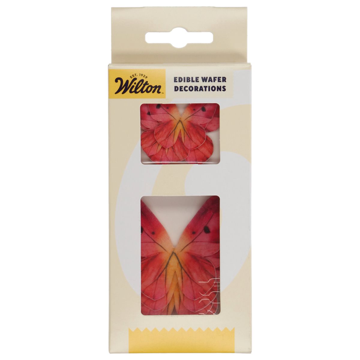 Förpackning med Wilton Edible Wafer Butterflies Pink set/8.