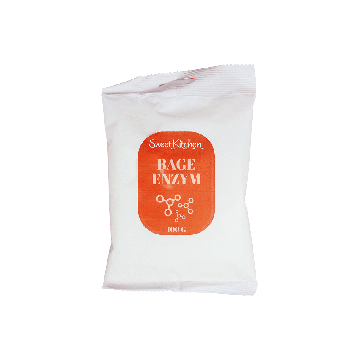 Vit förpackning med SweetKitchen Bakenzym / brödförbättrare 100 g