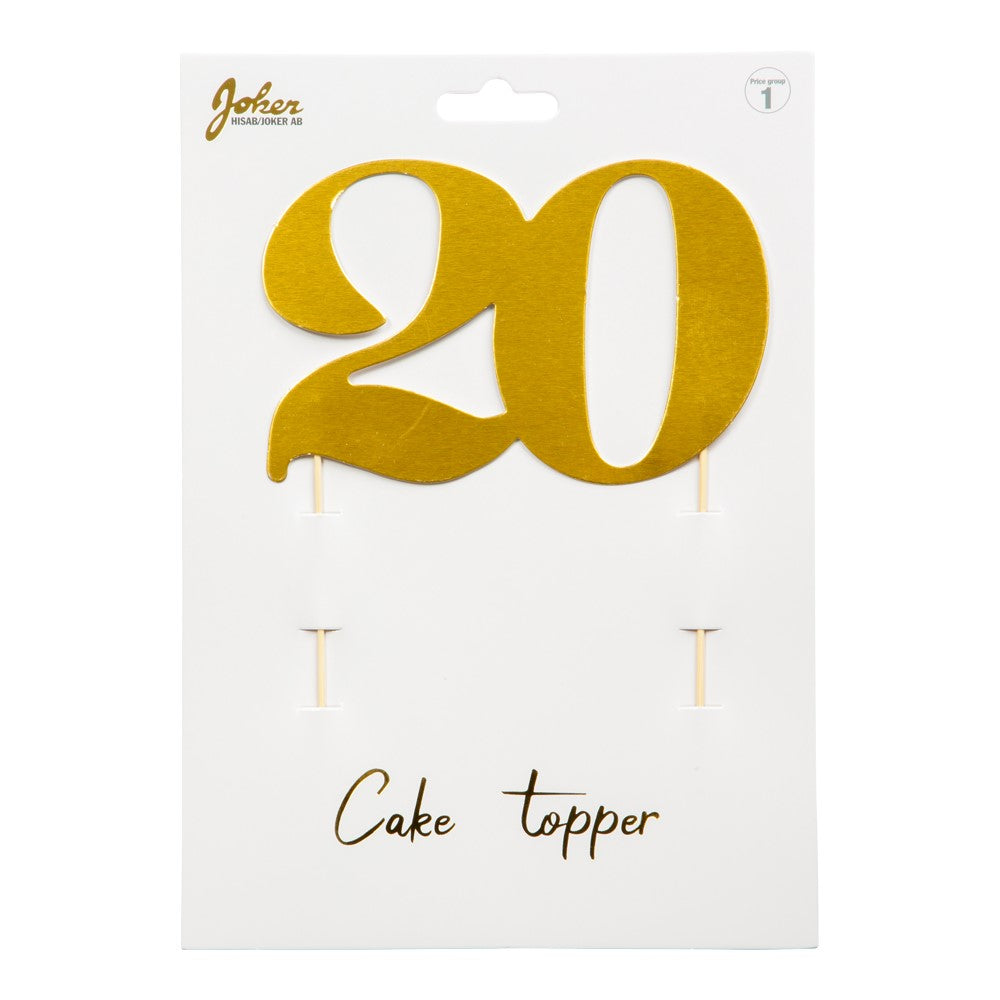 Cake topper 20 Guld | Tårtverket