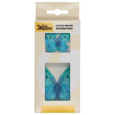 Förpackning med Wilton Edible Wafer Butterflies Blue set/8.