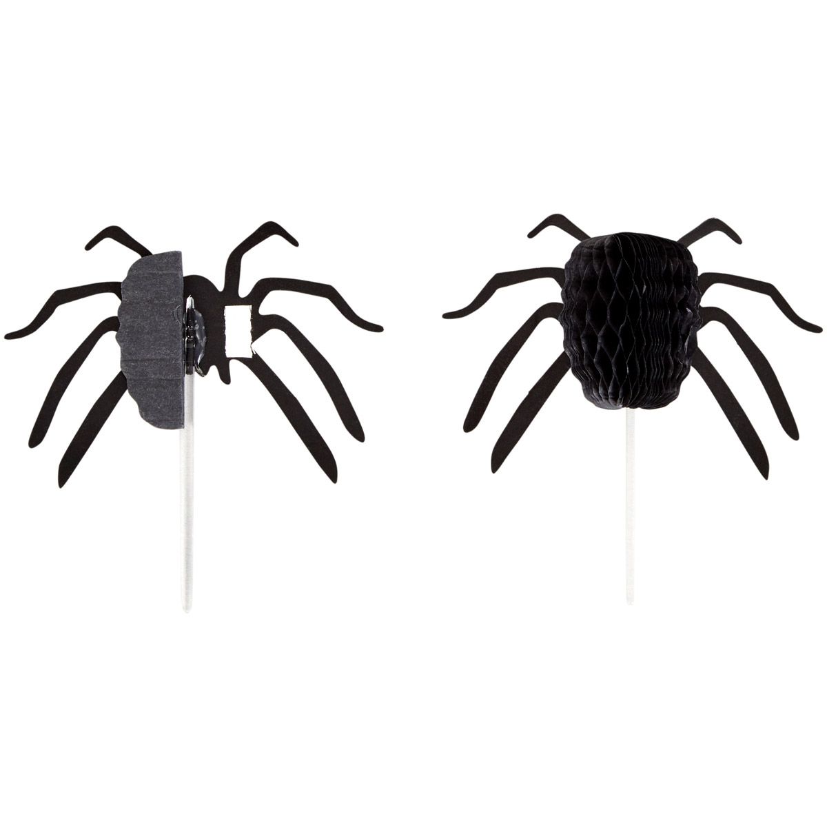 Svarta spindlar på pinne till dekoration av cupcakes till halloween