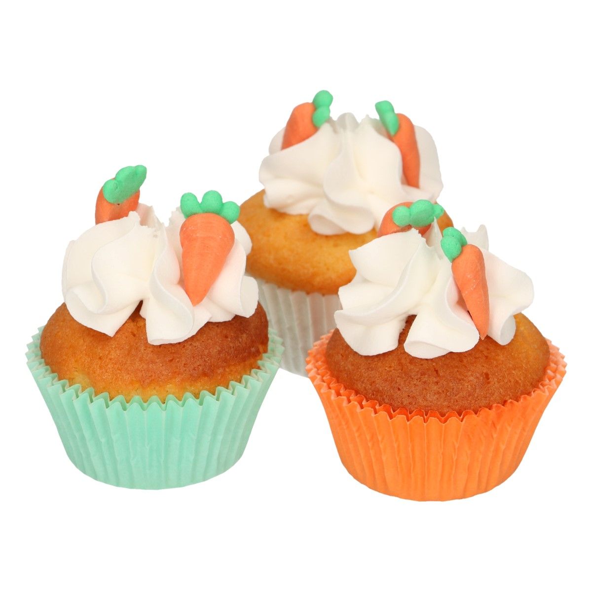 Cupcakes dekorerade med ätbara morötter