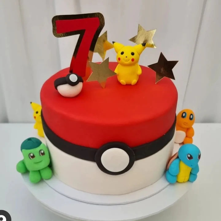 Pokemon Pikachu ätbar tårtdekoration sockerpastafigur pokemonboll