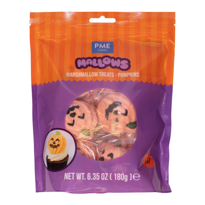 Förpackning med PME Halloween marshmallows i pumpaform, 12-pack
