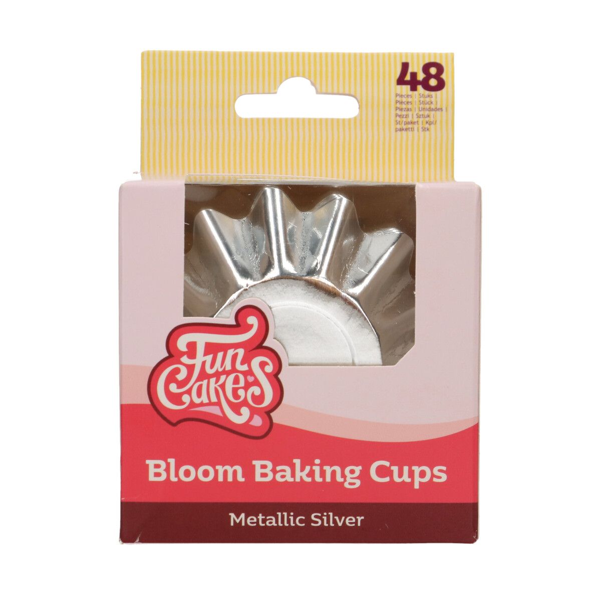 Muffinsform Bloom Silver metallic non-stick i förpackning