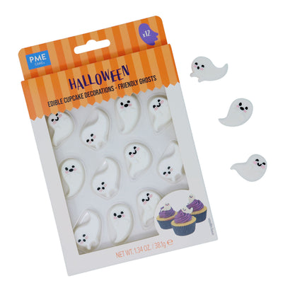 Vita, ätbara spöken i halloween-tema