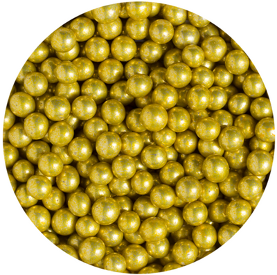 Strössel i form av stora guldiga pärlor