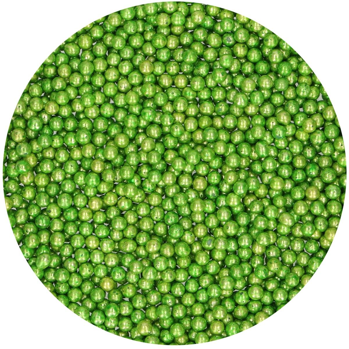 Strössel i form av gröna metallic pärlor