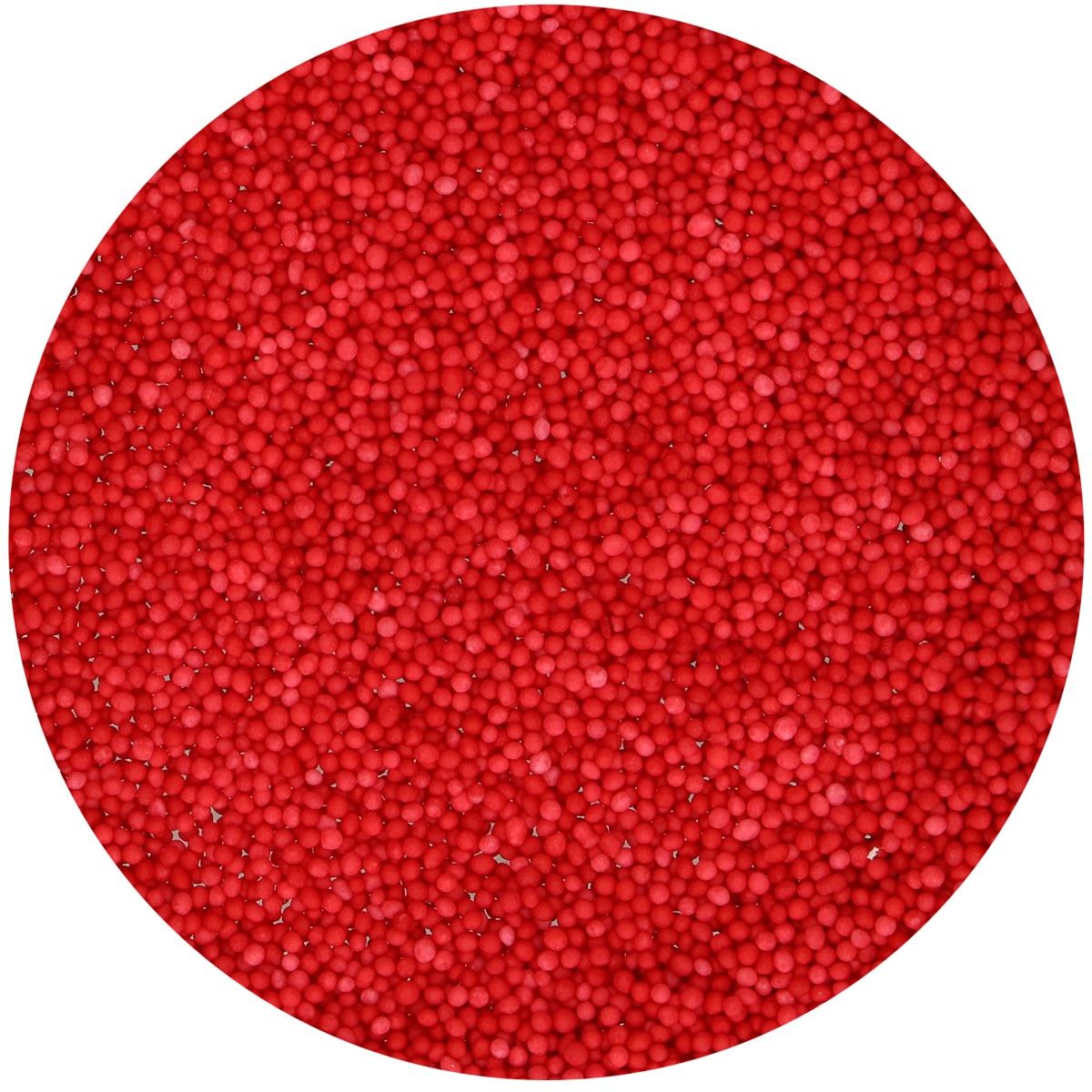 Strössel i rött, i form av små pärlor