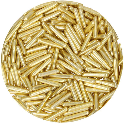 Strössel i form av guldiga sockerstavar