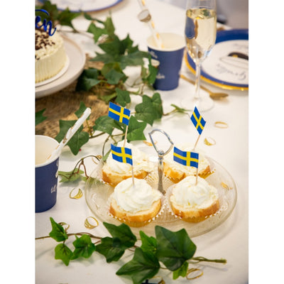 Cupcake toppers med svenska flaggan