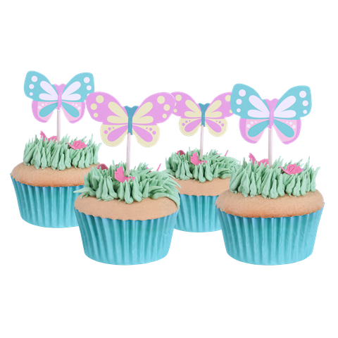 Cupcakes med fjärilsdekorationer