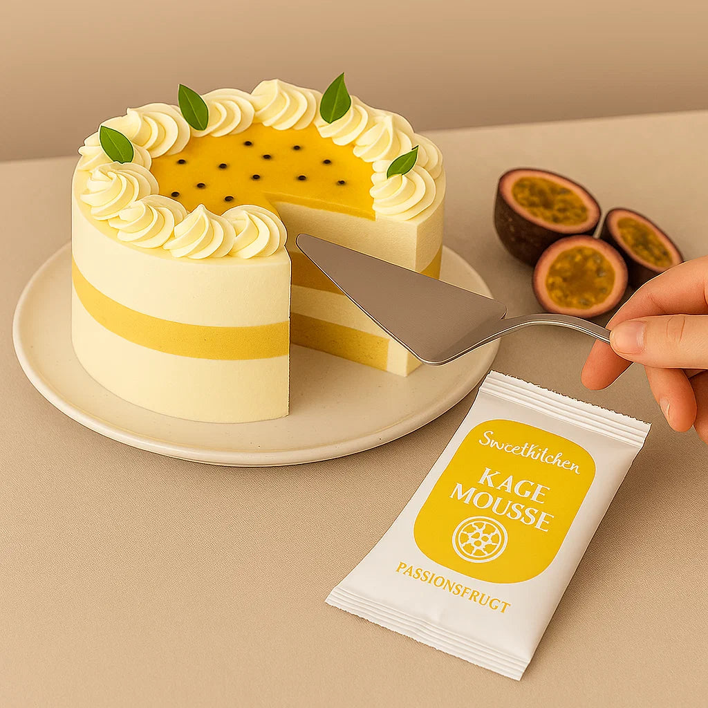 Moussetårta med passionsfrukt och SweetKitchen mousse