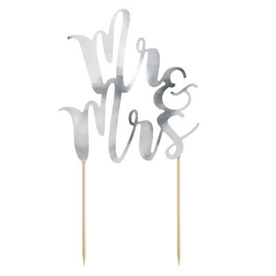 Cake topper Mr & Mrs Silver PartyDeco