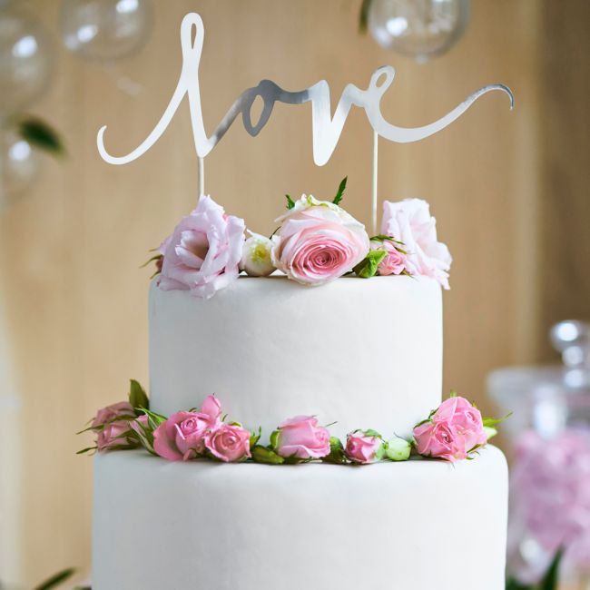 Cake topper Love Silver PartyDeco
