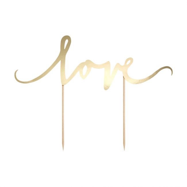 Cake topper Love Guld PartyDeco