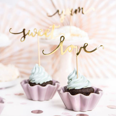 Cupcake topper Yum Guld PartyDeco