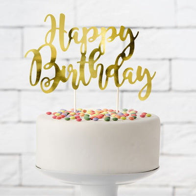 Cake topper Happy Birthday Guld PartyDeco