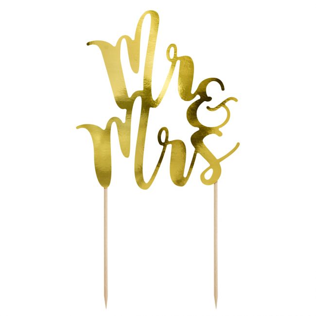 Cake topper Mr & Mrs Guld PartyDeco