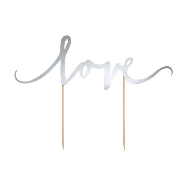 Cake topper Love Silver PartyDeco