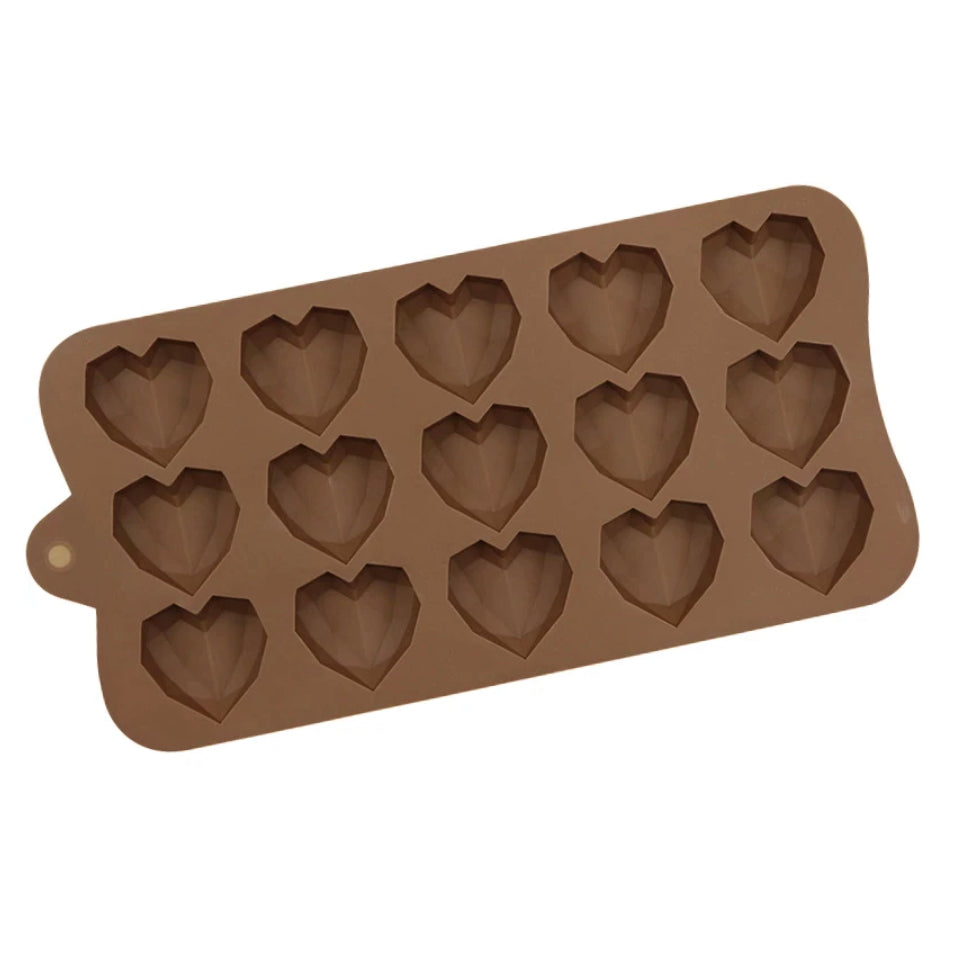 Brun chokladform i silikon, hjärtformad