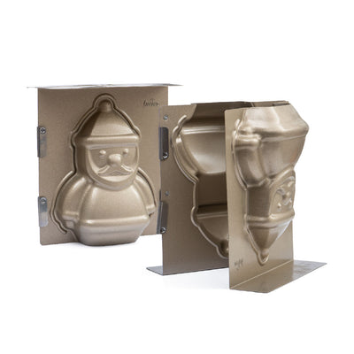 Bakform Jultomte 3D i två delar visad från sidan