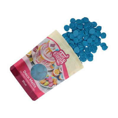 Blå Deco Melts 250 g från FunCakes i förpackning