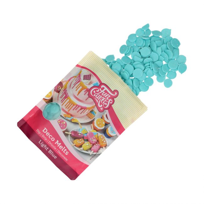 Ljusblå Deco Melts 250 g från FunCakes i påse