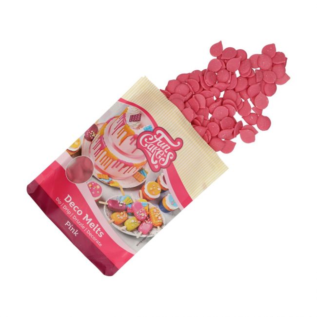 Rosa Deco Melts 250 g från FunCakes i förpackning