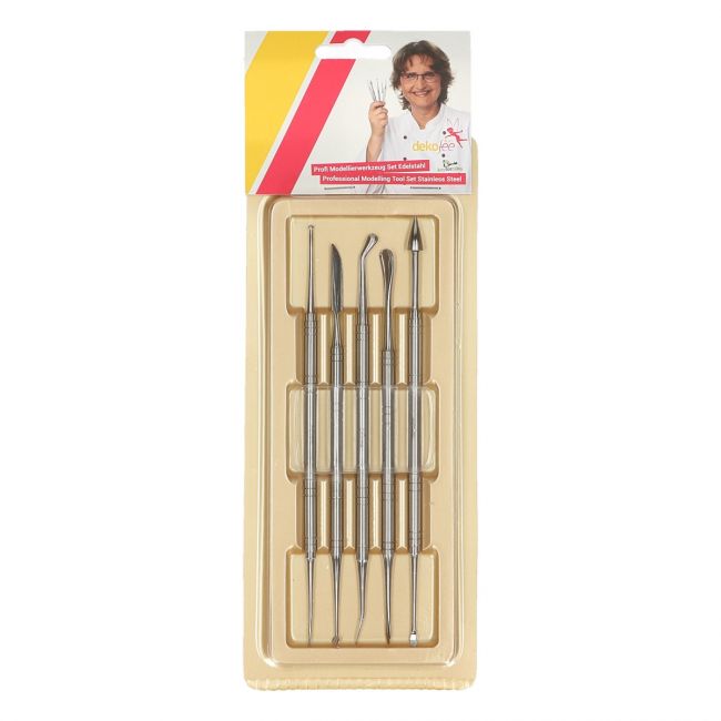 DekoFee modelleringsverktyg i metall i förpackning, professionellt dekorationsset för tårtor.