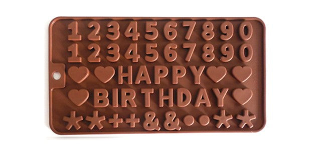 Silikonform chokladform siffror 0-9 happy birthday