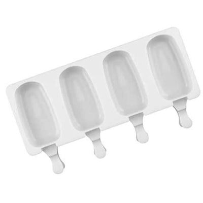 Vit silikonform med fyra magnumformade håligheter för glass eller choklad.