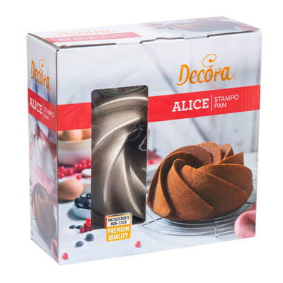 Sockerkaksform Alice 24 cm i förpackning från Decora, champagnefärgad.