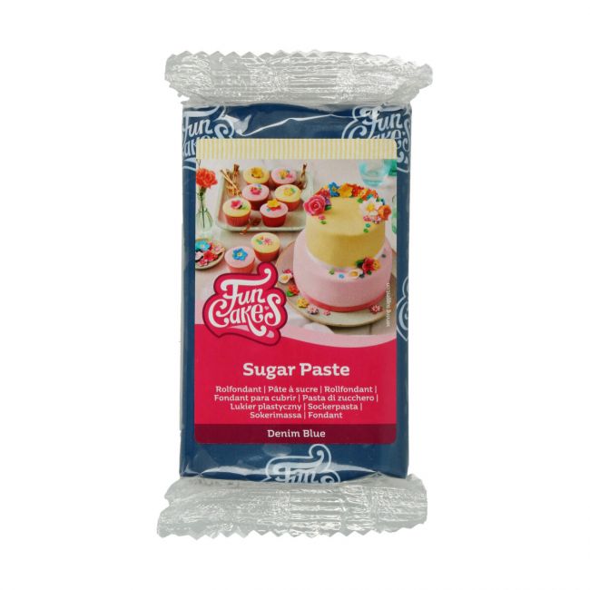 Denim Blå sockerpasta från FunCakes, 250 g – perfekt för eleganta och moderna tårtor och dekorationer