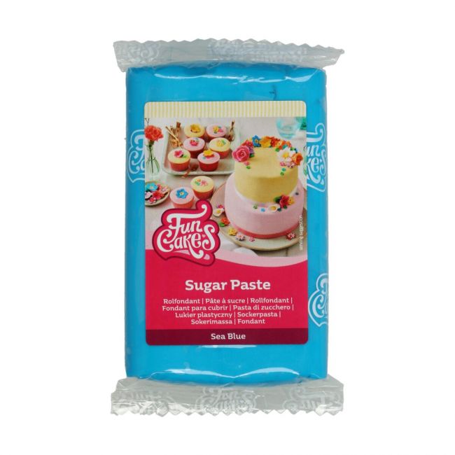 Havsblå sockerpasta från FunCakes, 250 g – perfekt för student, dop och somriga tårtor