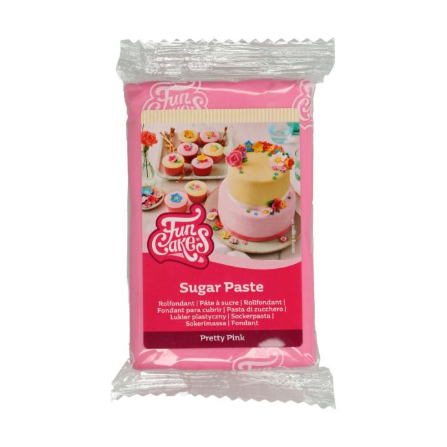Rosa sockerpasta från FunCakes, 250 g – perfekt för romantiska och festliga tårtor och dekorationer