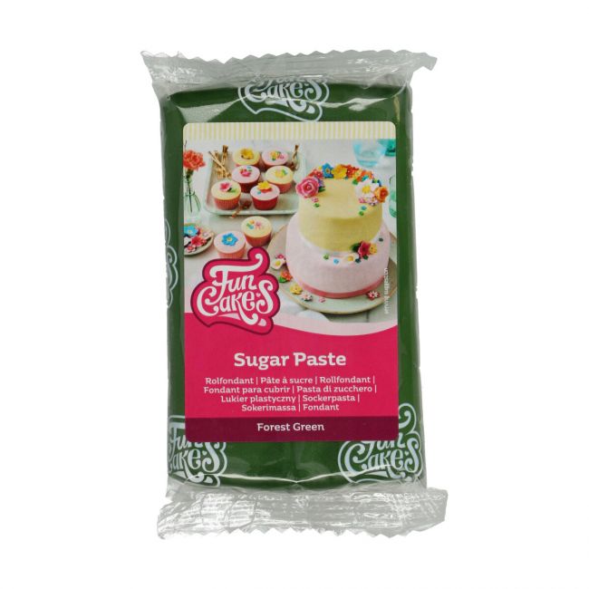 Skogsgrön sockerpasta från FunCakes, 250 g – perfekt för naturtrogna blad, dekorationer och tårtor