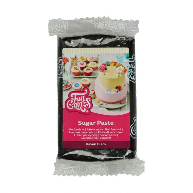 Svart sockerpasta från FunCakes, 250 g – perfekt för eleganta och dramatiska tårtor och dekorationer