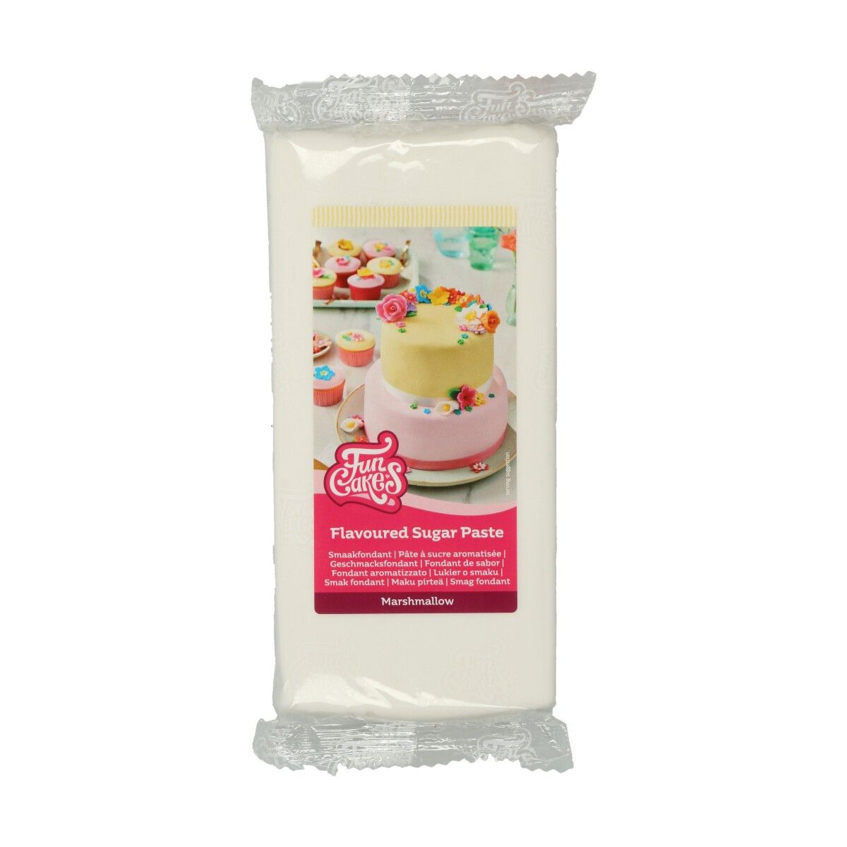 Vit marshmallow-sockerpasta från FunCakes, 1 kg – perfekt för att täcka tårtor och skapa dekorationer
