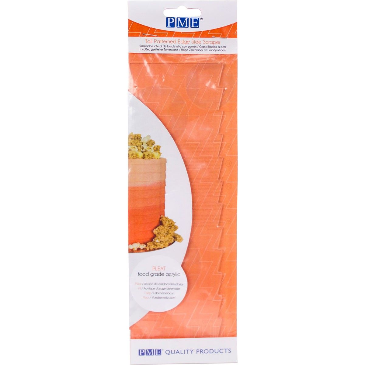 Tårtskrapa med veckat mönster i akryl från PME i förpackning
